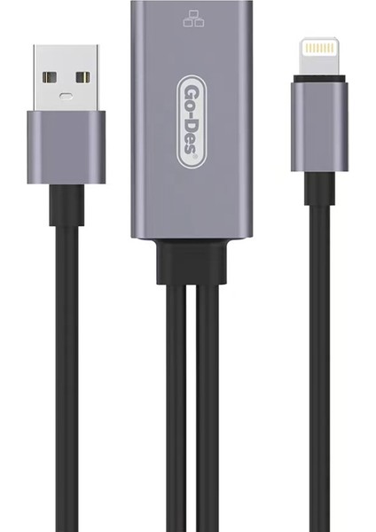 Ethernet Dönüştürücü Go Des GD-6837 RJ45 To Lightning Otg 100MBPS