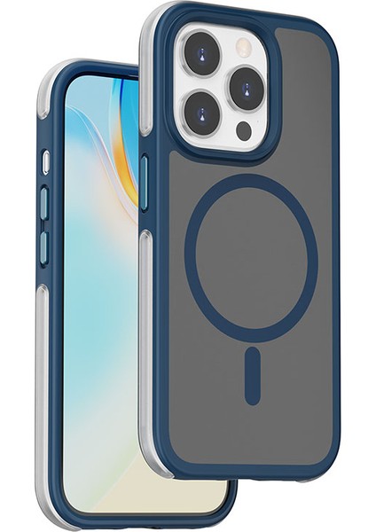 iPhone 15 Pro Uyumlu Kılıf Wiwu ZKK-012 Magsafe Şarj Özellikli Air Cushion Kapak Mavi