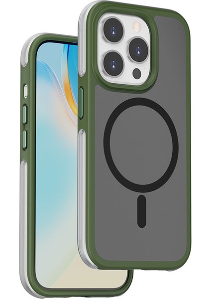 iPhone 15 Pro Uyumlu Kılıf Wiwu ZKK-012 Magsafe Şarj Özellikli Air Cushion Kapak Yeşil