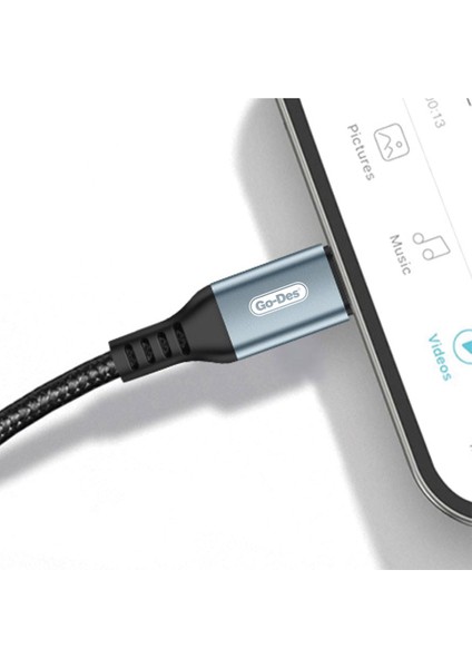 Type-C To Type-C ve Usb-A To Type-C Kablo 1.2m Go Des GD-UC593 Biyonik Terminal Tasarım PD65W
