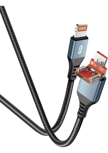 Lightning To Type-C ve Lightning To Usb-A Kablo 1.2m Go Des GD-UC595 Biyonik Terminal Tasarım PD20W