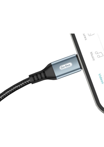 Lightning To Type-C ve Lightning To Usb-A Kablo 1.2m Go Des GD-UC595 Biyonik Terminal Tasarım PD20W