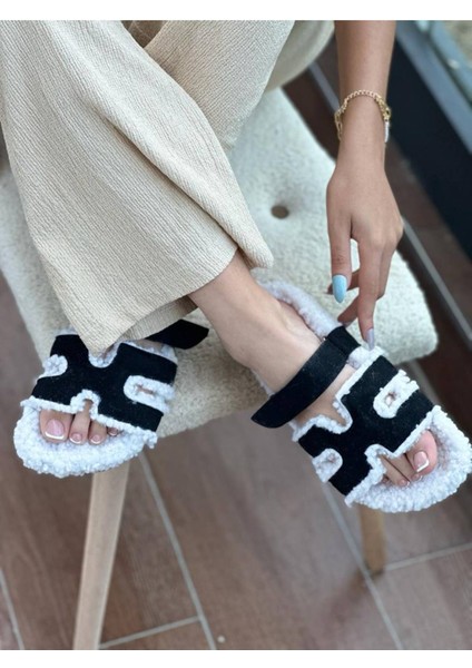 Yula Fashion Shoes Teddy Siyah Tüylü Ev Terliği