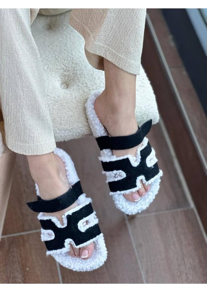 Yula Fashion Shoes Teddy Siyah Tüylü Ev Terliği