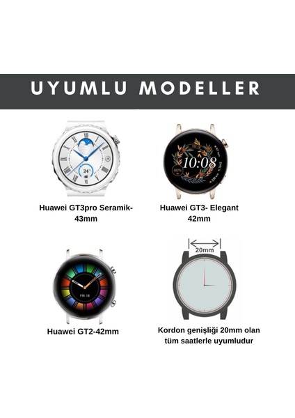 Huawei Watch  Kadın Kordon Huawei Watch 4 Gt Gt2 Gt 3 Pro Seramik Elegant 42MM 20MM Hakiki Deri Kayış Yeşil