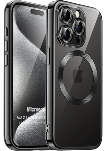 Apple iPhone 15 Pro Max Kılıf Magsafe Luxury Electroplate Siyah