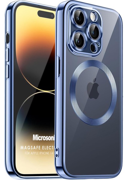 Apple iPhone 14 Pro Max Kılıf Magsafe Luxury Electroplate Mavi