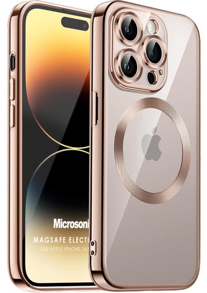Apple iPhone 14 Pro Kılıf Magsafe Luxury Electroplate Rose Gold