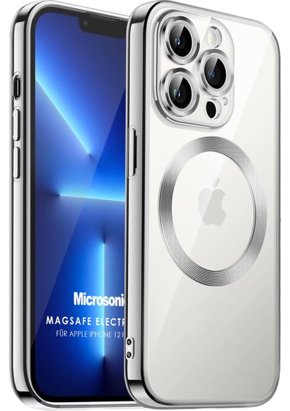 Apple iPhone 12 Pro Max Kılıf Magsafe Luxury Electroplate Gümüş