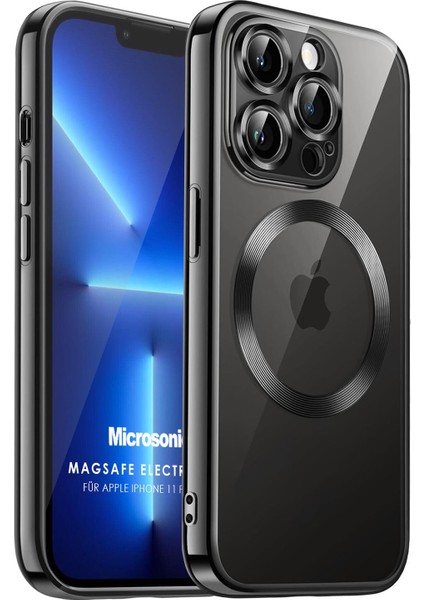 Apple iPhone 11 Pro Max Kılıf Magsafe Luxury Electroplate Siyah