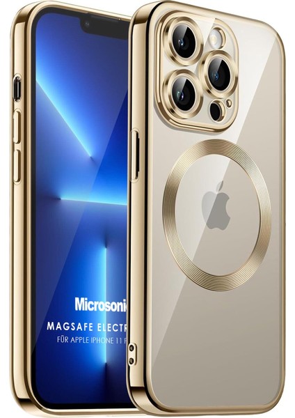 Apple iPhone 11 Pro Max Kılıf Magsafe Luxury Electroplate Gold