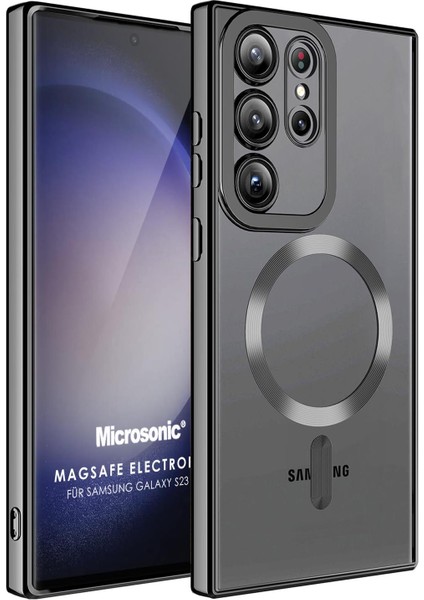 Samsung Galaxy S23 Ultra Kılıf Magsafe Luxury Electroplate Siyah