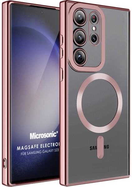 Samsung Galaxy S23 Ultra Kılıf Magsafe Luxury Electroplate Rose Gold