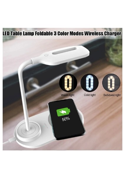 Qı Hızlı Kablosuz Şarj ve LED Masa Lambası Taşınabilir 360 Derece Esnek Dokunma Kablosuz Stant Lamba