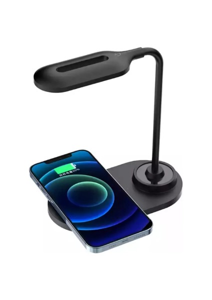 Qı Hızlı Kablosuz Şarj ve LED Masa Lambası Taşınabilir 360 Derece Esnek Dokunma Kablosuz Stant Lamba