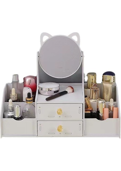 Kozmetik Ev Çekmece Tipi Kozmetik Ayna Takı Depolama Rafı Cilt Bakım Ürünü Depolama Rafı Saklama Kutusu (Yurt Dışından)