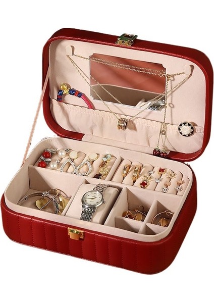 Küpeler Küpeler Kolyeler Için Kullanışlı Büyük Kapasiteli Çok Işlevli Mücevher ve Kilitli Toz Geçirmez Saklama Kutusu (Yurt Dışından)