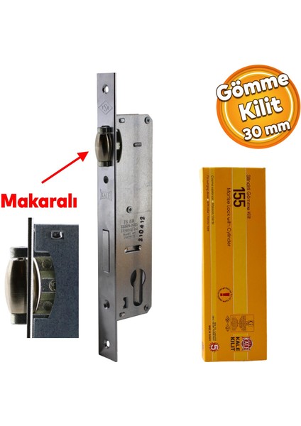 Kale Kapı Pvc Kapı Çelik Ahşap Kapı Gömme Kilit Gövde Kilidi Gövdesi Silindirli Yale Makaralı 30 mm