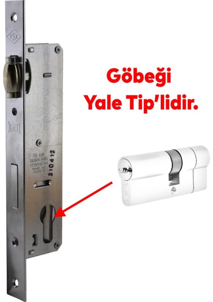 Kale Kapı Pvc Kapı Çelik Ahşap Kapı Gömme Kilit Gövde Kilidi Gövdesi Silindirli Yale Makaralı 30 mm