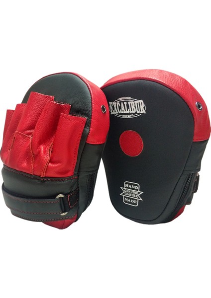 Porto Hakiki Deri Boks Lapa Boks Ellik Çift - Siyah Kırmızı