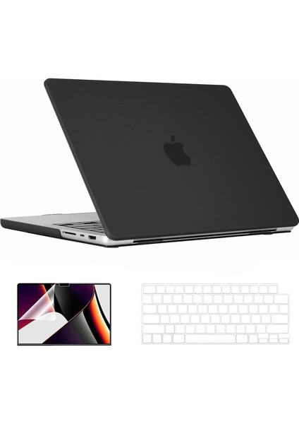 En Yeni MacBook Pro 16 Inç Kılıf Sürümü 2023 2022 2021 Model M2 A2780 A2485 M1 Pro M1 Max ile Uyumlu Klavye Kapaklı, Ekran Koruyucu - Mat Siyah (Yurt Dışından)