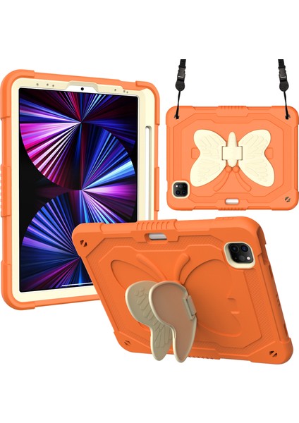 iPad Air4(10.9ınch) Için Kılıf, Çocuklar Için Darbeye Dayanıklı Çocuk Kelebek Kılıfı, Eva Koruyucu Kılıf-Turuncu (Yurt Dışından)