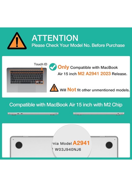 MacBook Air 15 Inç Kılıf Için Uyumlu 2023 Sürüm A2941 M2 Çip, Sıvı Retina Ekran ve Dokunmatik Kimlik, Koruyucu Plastik Sert Kılıf Kapak, Lacivert (Yurt Dışından) fiyatları