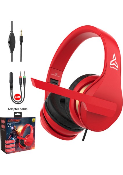 Katlanabilir V6 Stero Oyun Kulaklık Nintendo Anahtarı Için Mikrofon ile 3.5 mm Kablolu Oyun Kulaklığı Ps4 Pc Için (Yurt Dışından)
