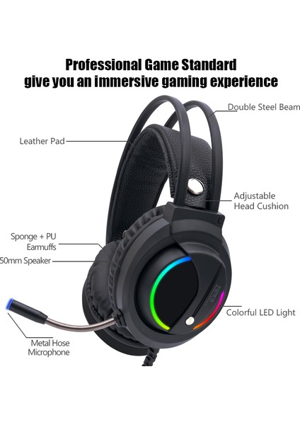 Gaming Headset Gamer 7.1 Çevresel Ses USB 3.5mm Kablolu Rgb Işık Oyun Kulaklıkları Tablet Pc Için Mikrofon ile Xbox One 360 (Yurt Dışından) fiyatları