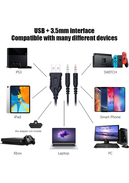 Gaming Headset Gamer 7.1 Çevresel Ses USB 3.5mm Kablolu Rgb Işık Oyun Kulaklıkları Tablet Pc Için Mikrofon ile Xbox One 360 (Yurt Dışından) modelleri