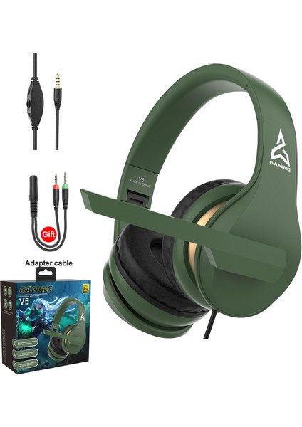 Katlanabilir V6 Stero Oyun Kulaklık Nintendo Anahtarı Için Mikrofon ile 3.5 mm Kablolu Oyun Kulaklığı Ps4 Pc Için (Yurt Dışından)