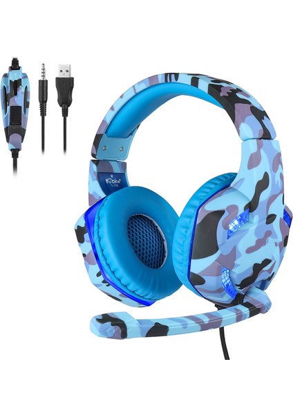 LED Kamuflaj Oyun Kulaklığı Mikrofon ile Ağır Stereo Bas Profesyonel Oyun Bilgisayarı Ps4 Xbox One Için Kablolu Kulaklık (Yurt Dışından)