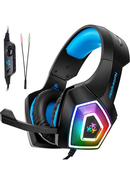 Hunterspider V1 Stereo Oyun Kulaklığı Derin Bas Aşırı Kulak Oyun Kulaklık Için Mic ile LED Işık Ps4 Pc + Oyun Faresi + Fareler Pad (Yurt Dışından) fiyatları