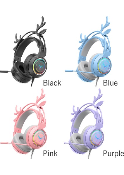 Çocuklar Yetişkinler Için Ayrılabilir Geyik Kulakları 3D Surround Ses Rgb Arkadan Aydınlatmalı Kablolu Oyun Kulaklığı Sevimli Hediye Evrensel Pc Kız Için (Yurt Dışından) modelleri