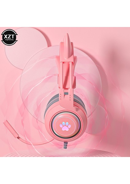 Kedi Kulak Oyun Kulaklıkları Pc Bilgisayar Oyun Kulaklıkları Mikrofon Gürültü Önleyici Kablolu USB 3.5mm Fiş Ps4/xbox One (Yurt Dışından) modelleri