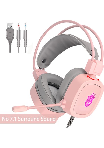 7.1 Pembe Güzel Oyun Kulaklığı Surround Ses Stereo Kulaklık USB Kablolu Mikrofonlu Kulaklıklar Solunum Işığı Pc Gamer Için Ps4 (Yurt Dışından) modelleri