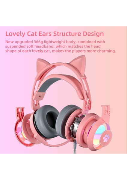 Ps-5 Için Mikrofonlu Kulaklık Hifi Stereo Bas Kedi Kulaklar Kulaklık Gamer Girls Rgb Siyah Pembe Kask Pc Dizüstü Telefon X-Box (Yurt Dışından) fırsatları