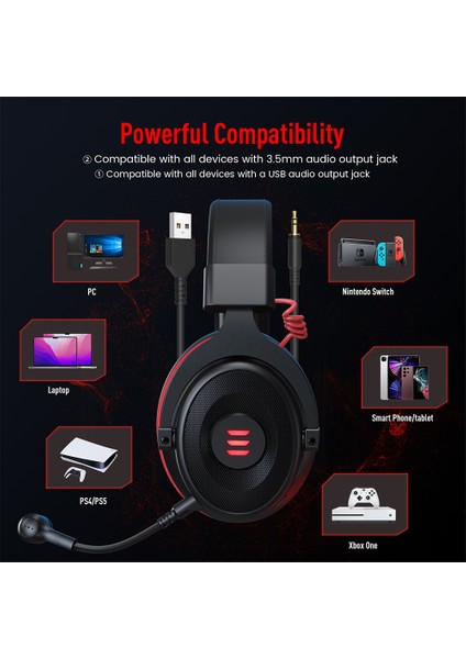 Eksa Gaming Headset Gamer Kablolu 3,5 mm Stereo/ USB 7.1 Çevresel Oyun Kulaklıkları Pc/ps4/ps5/xbox Için Gürültü Önleyici Mikrofonlu (Yurt Dışından) indirimleri