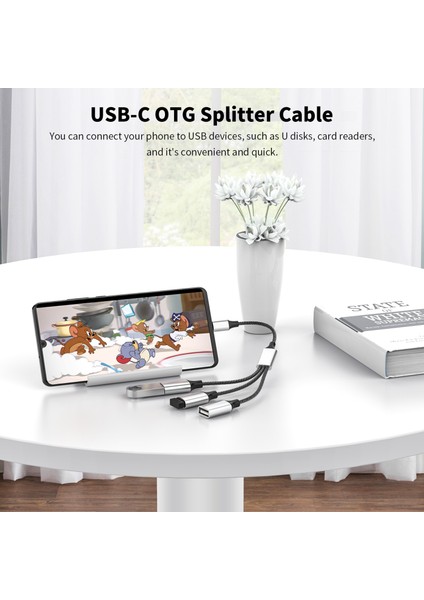 Tip C - Çift USB Otg Adaptör USB 2.0 Tip-C Genişletme Hub Veri Şarj Örgü Cabo Samsung Galaxy S22 MacBook Pro Air iPad Için (Yurt Dışından)