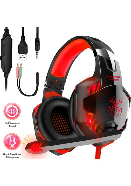 Yükseltme Kulaklık Oyuncular LED Işık Gürültü Önleyici Stereo Oyun Kulaklıkları Mikrofon Casque Için Ps4 Pc Xbox One Ps5 (Yurt Dışından)