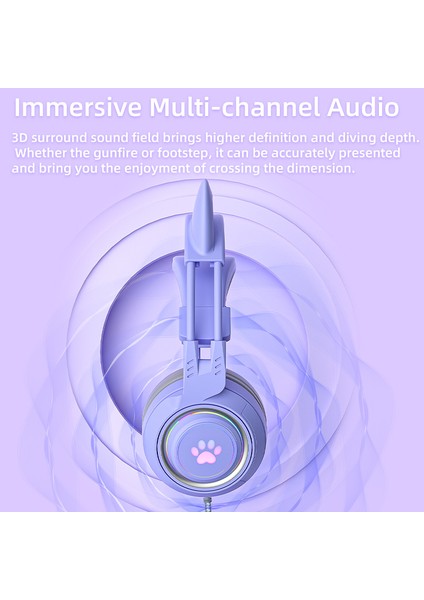 Nachtstern Mor Kızlar Kablolu Mikrofonlu Kulaklık Rgb Gürültü Azaltılmış Stereo Pc Kulaklık Kask Oyun Için Ps4 Xbox Tablet Kız Hediye (Yurt Dışından)