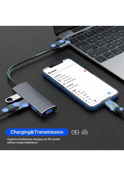 USB 3.0 Hub USB Hub Dock Tipi C 4 Bağlantı Noktalı Çoklu Splitter Adaptörü Otg Samsung Xiaomi Huawei Lenovo Macbook Pro USB 3.0 2.0 Bağlantı Noktaları (Yurt Dışından)