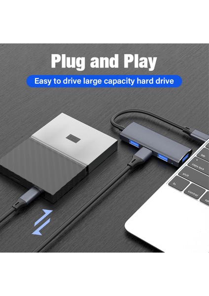 USB 3.0 Hub USB Hub Dock Tipi C 4 Bağlantı Noktalı Çoklu Splitter Adaptörü Otg Samsung Xiaomi Huawei Lenovo Macbook Pro USB 3.0 2.0 Bağlantı Noktaları (Yurt Dışından)