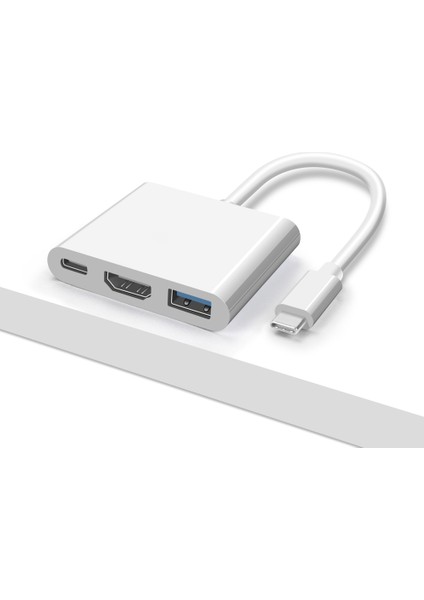 Yeni Tip-C Hub USB C - HDMI Uyumlu Ayırıcı Usb-C 3 In 1 4K HDMI USB 3.0 Pd Hızlı Şarj Akıllı Adaptör MacBook Dell (Yurt Dışından)