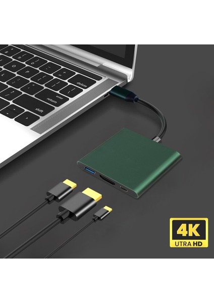 Yeni Tip-C Hub USB C - HDMI Uyumlu Ayırıcı Usb-C 3 In 1 4K HDMI USB 3.0 Pd Hızlı Şarj Akıllı Adaptör MacBook Dell (Yurt Dışından)