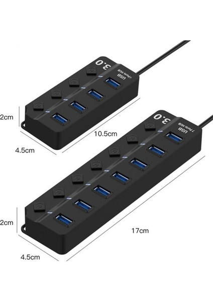 7 Port Usb3.0 USB Hub Ultra Ince Veri USB Splitter Şarj Çoklu USB Bağlantı Noktası Genişletici Hızlı Veri Aktarımı USB Splitter Dizüstü Bilgisayar Için (Yurt Dışından)