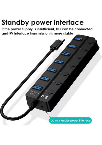 7 Port Usb3.0 USB Hub Ultra Ince Veri USB Splitter Şarj Çoklu USB Bağlantı Noktası Genişletici Hızlı Veri Aktarımı USB Splitter Dizüstü Bilgisayar Için (Yurt Dışından)