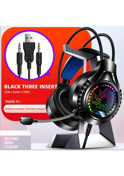 Oyuncular Için Siyah Kablolu Oyuncu Kulaklıkları Bükülebilir Mikrofonlu 3.5mm E-Spor Kulaklıklar Ps5 One Oyun Kulaklığı (Yurt Dışından)