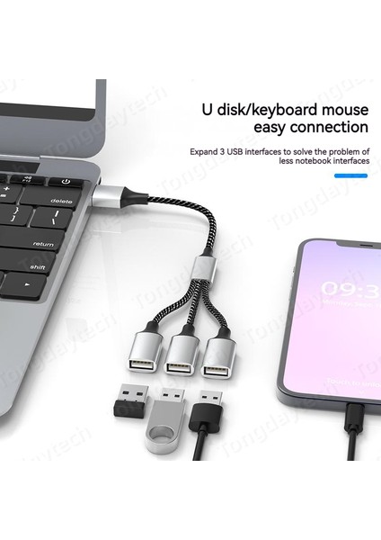 USB Tip C Hub Uzantıları 4 Port USB Kablo Ayırıcı Otg Yüksek Hızlı Aktarım Adaptörü Pc Dizüstü Macbook Pro Için Taşınabilir Dönüştürücü (Yurt Dışından)