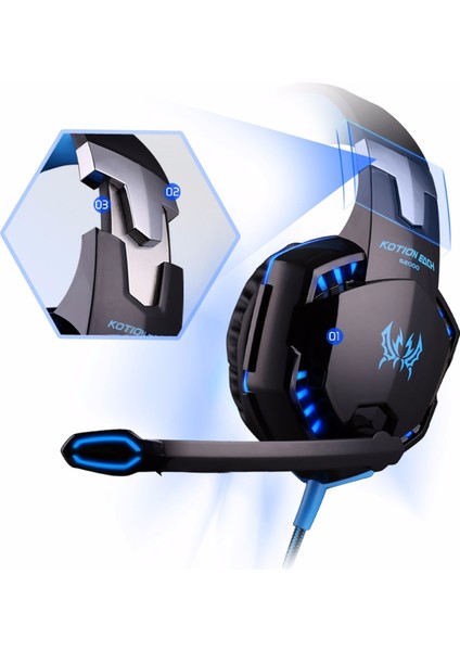 Kotion Each Kotıon Her Oyun Kulaklığı Casque Derin Bas Stereo Oyun Kulaklık Mikrofon ile Ps4 Dizüstü Pc Gamer Için LED Işık (Yurt Dışından)